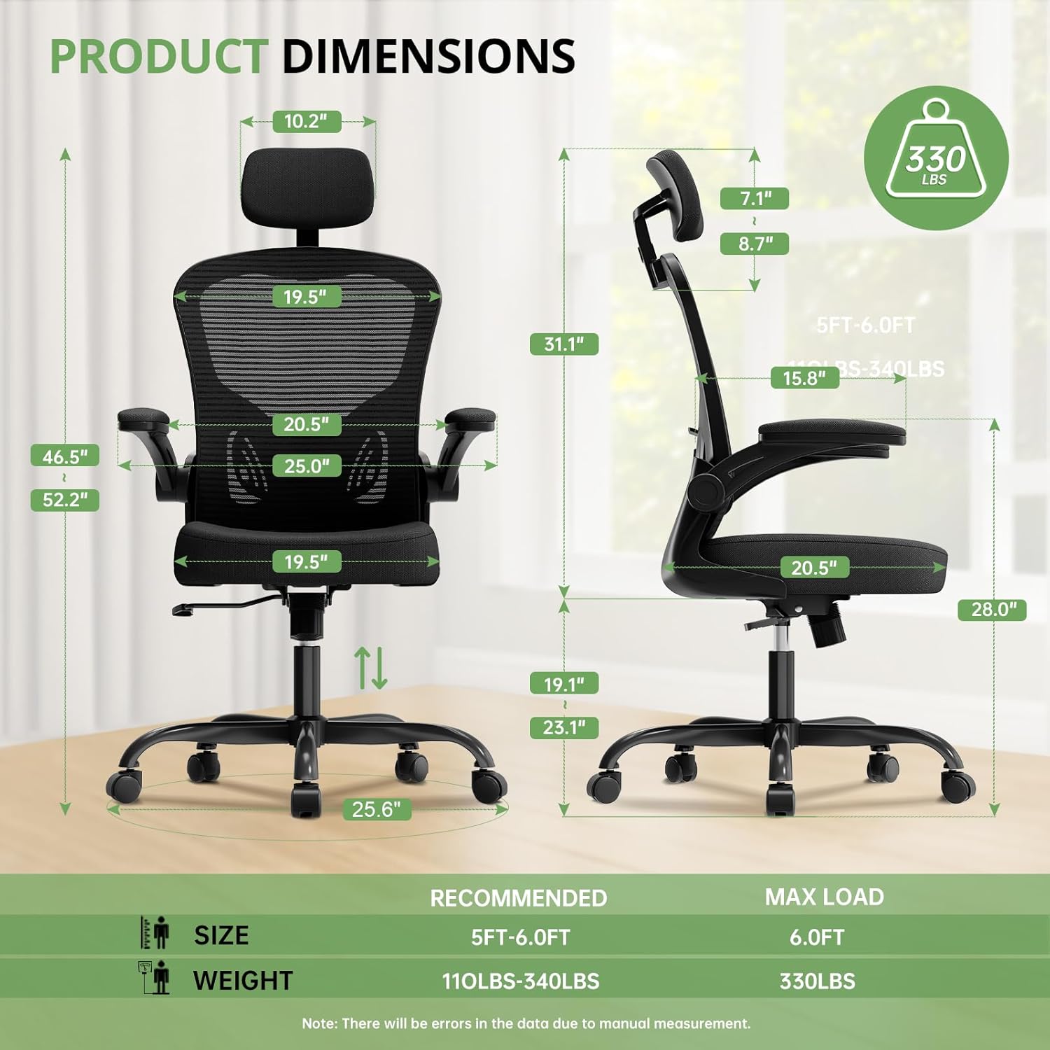 Office Chair Ergonomic Desk Chair, 330LBS Capacity, High Back Computer Chair — view 2