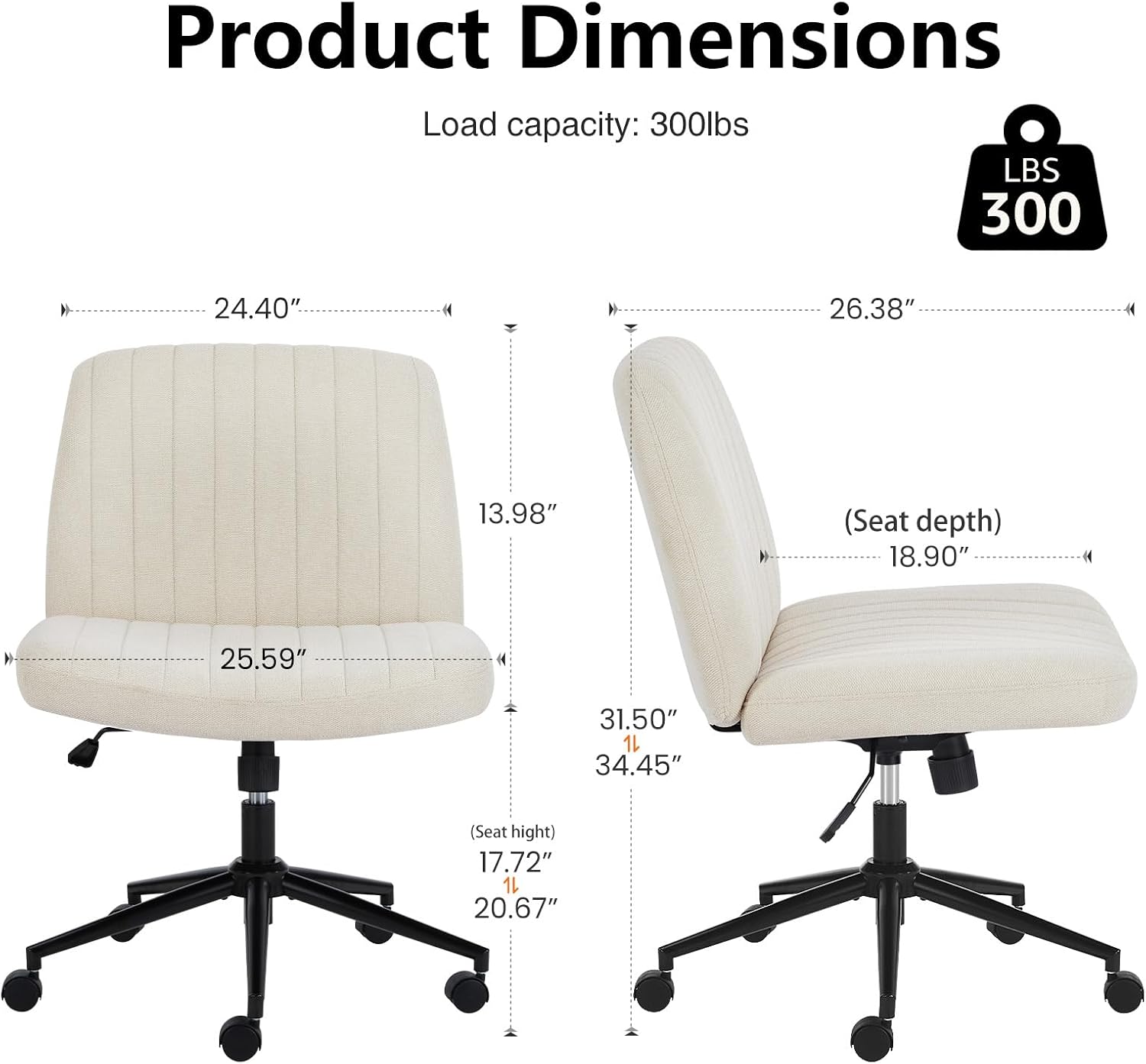 OLIXIS Criss Cross Chair with Wheels, Vanity Chair, Home Office Desk — view 2