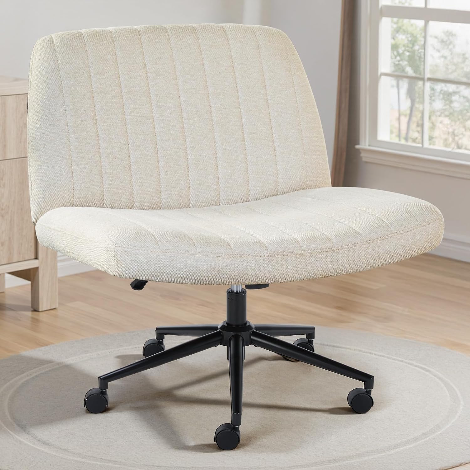 OLIXIS Criss Cross Chair with Wheels, Vanity Chair, Home Office Desk