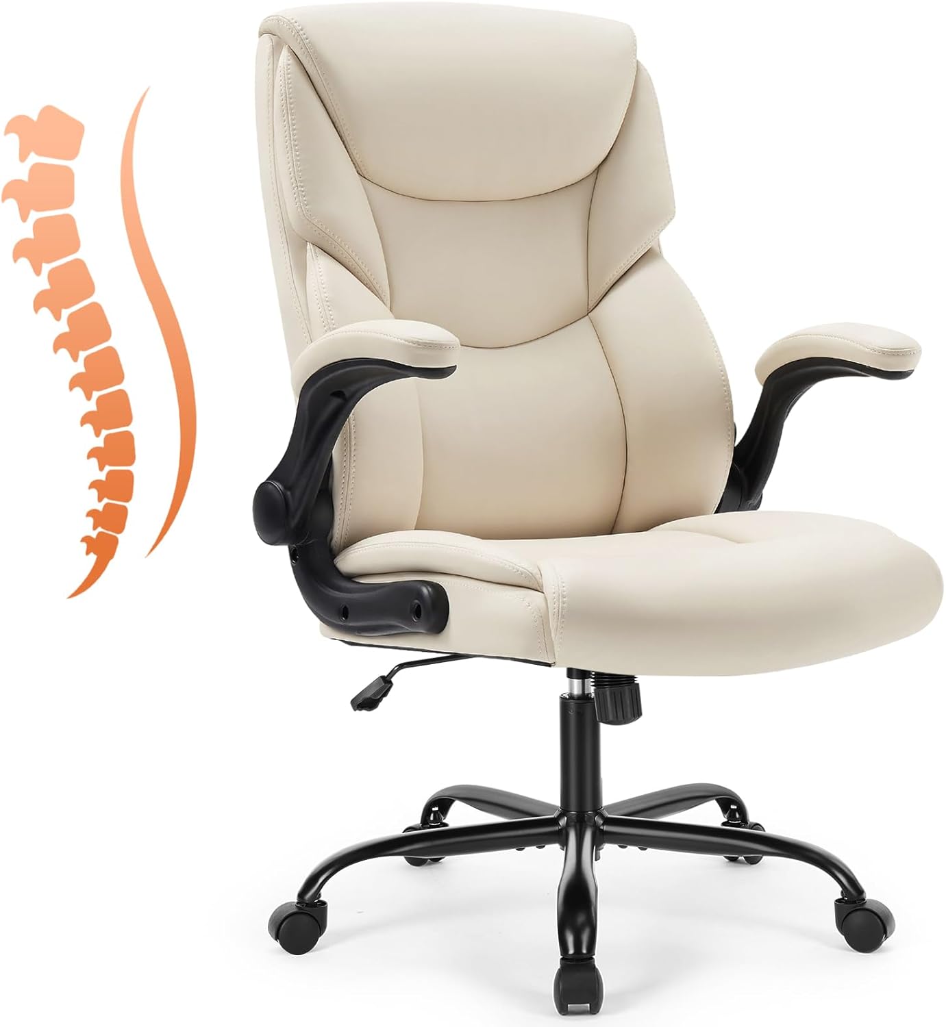 Sweetcrispy Home Office Desk Chairs, High Back PU Leather Chair
