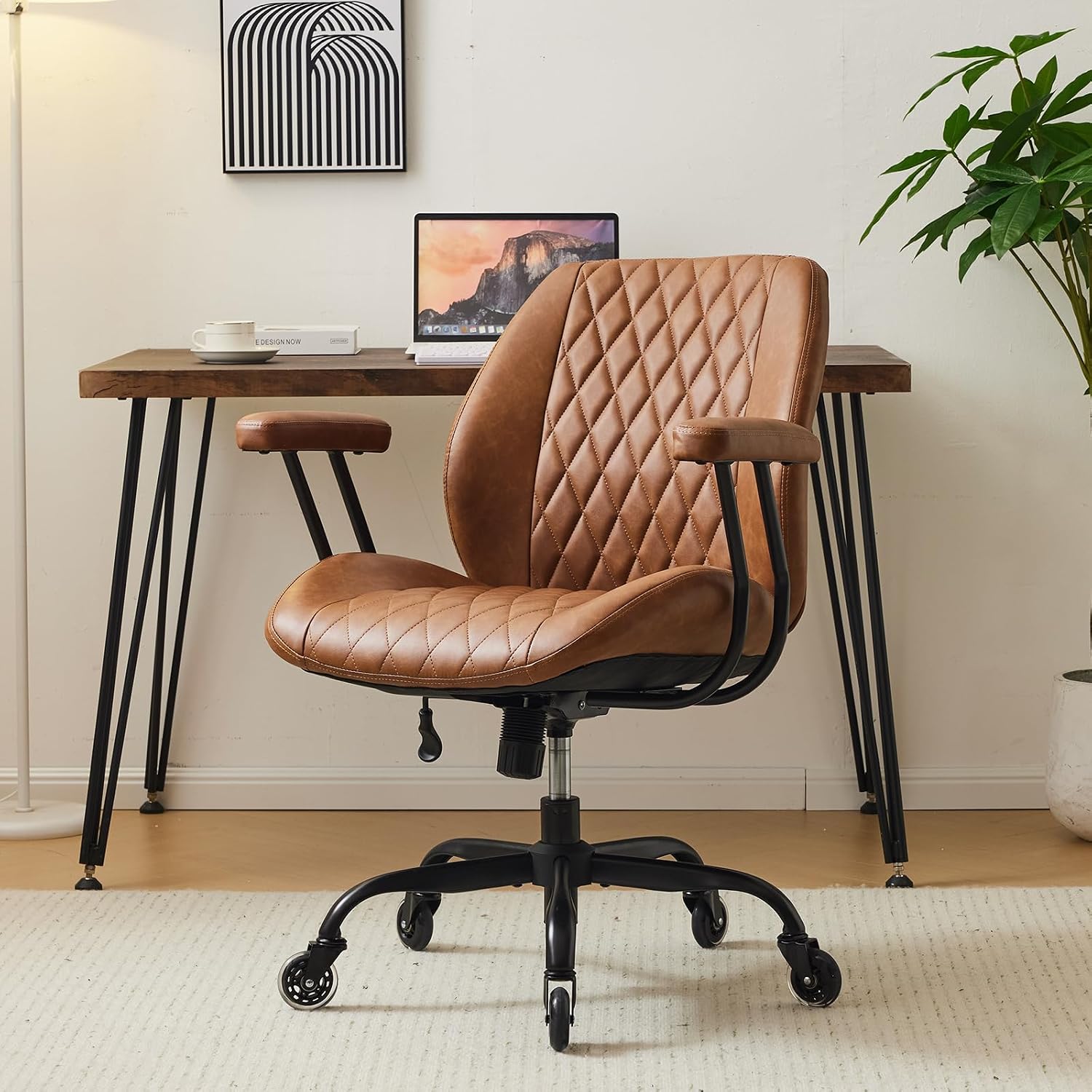 YFO Home Office Desk Chair Office Rubber Casters Ergonomic Computer Chair