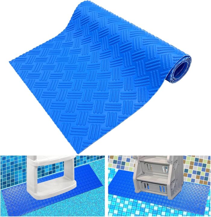 AquaGrip Blue Pool Ladder Mat – Non-Slip 9×36 Inch Liner Protector