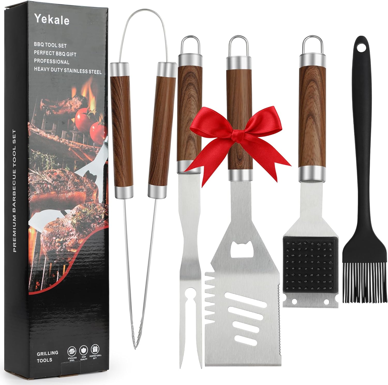 Wooden Grill Tool Set Premium BBQ Utensil Set