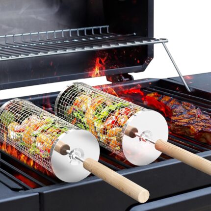 Rotating Stainless Steel Grill Baskets