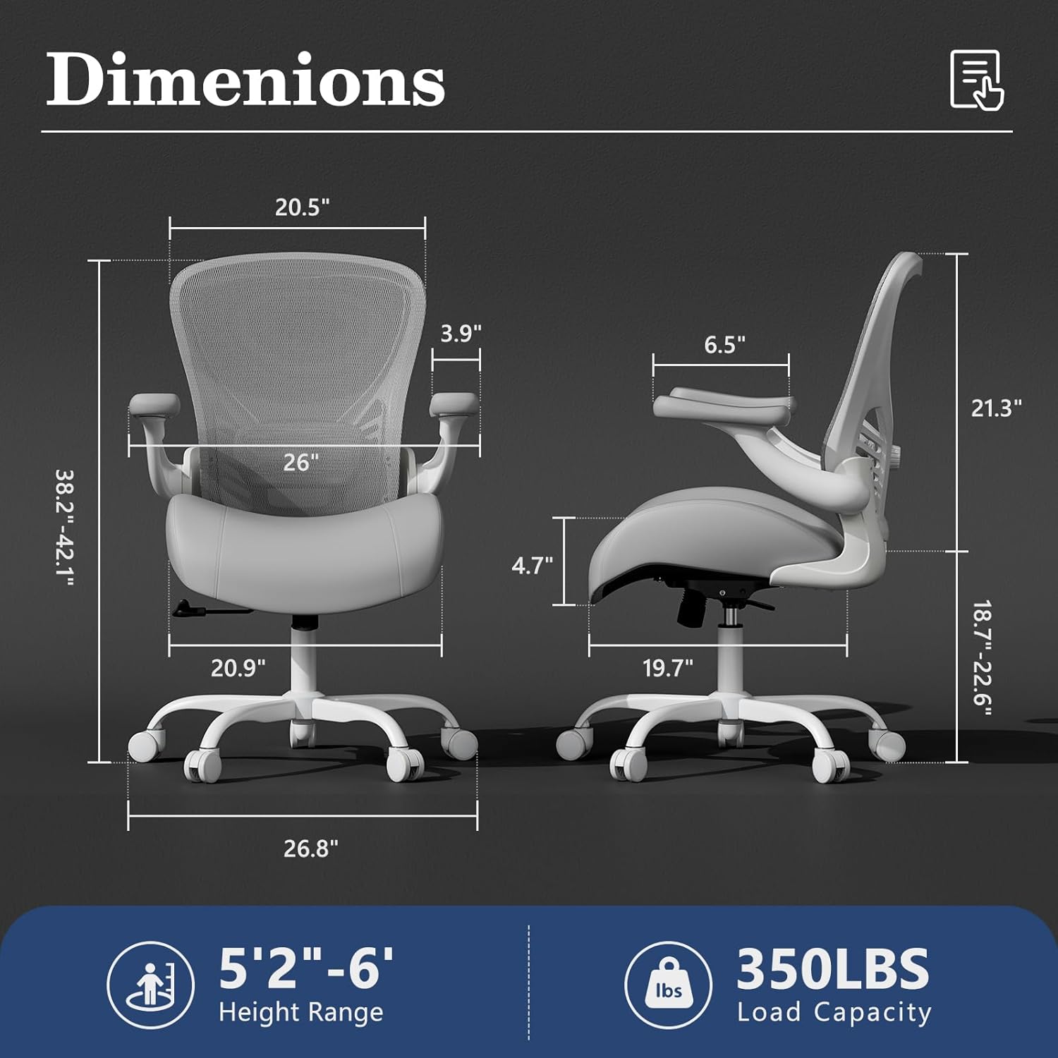 GYI Ergonomic Office Chair with Memory Foam Cushion, Computer Desk Chair | 4.7″ Thickened